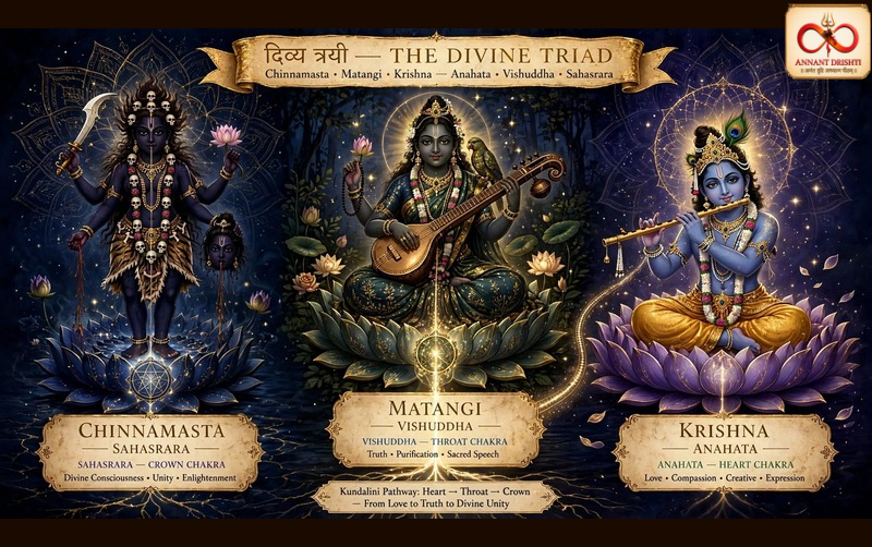 The Divine Triad Chinnamasta, Matangi and Krishna